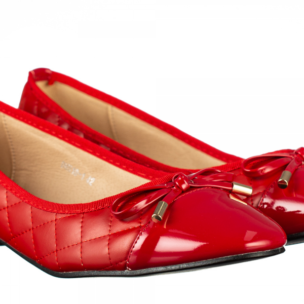 Дамски обувки с ток червени от еко кожа Grece, 3 - Kalapod.bg